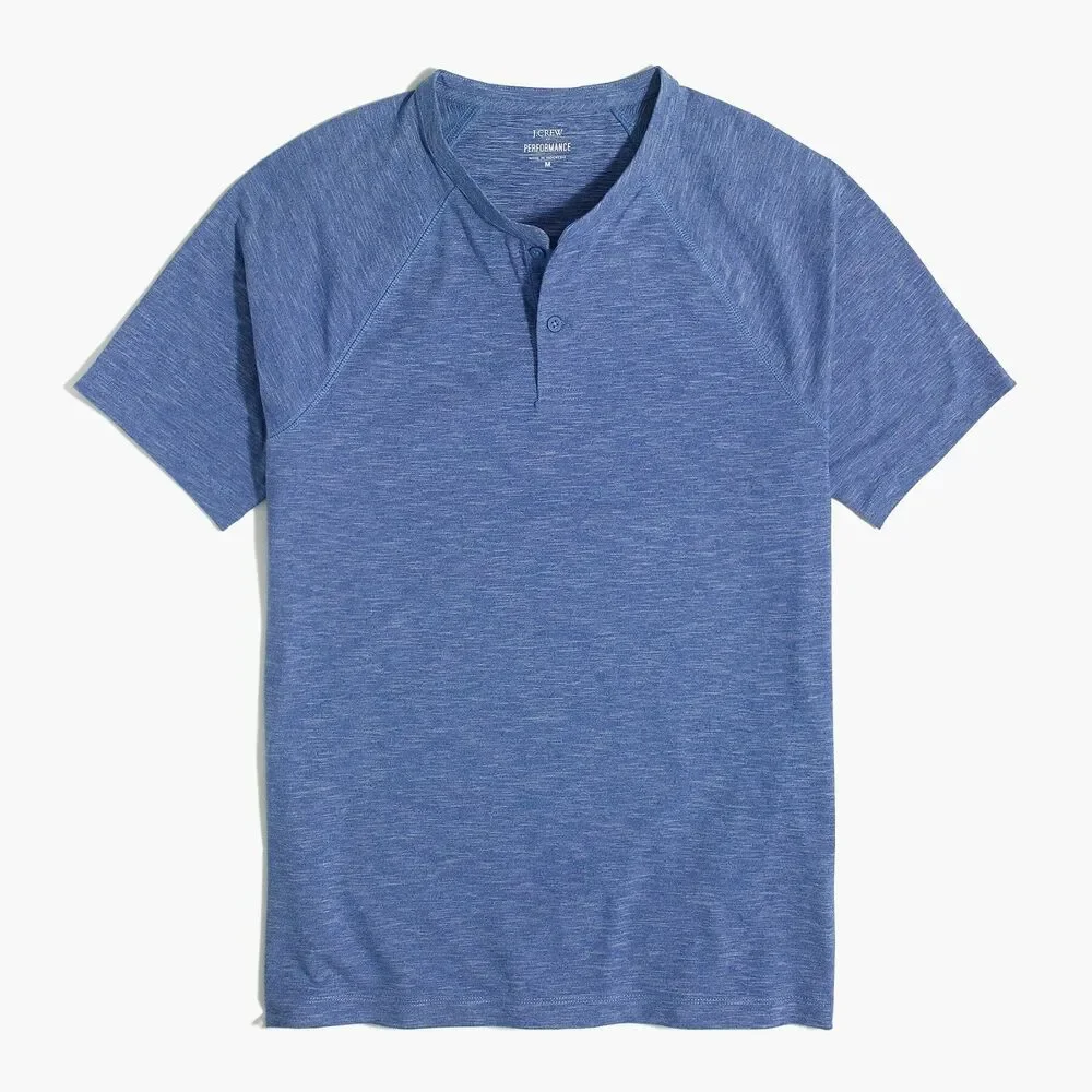 NWT J.Crew Performance Henley Deep Ocean Shirt Mens Size Large